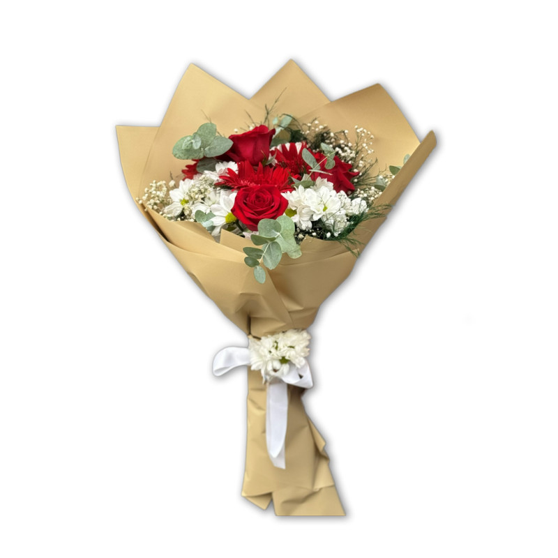 3 GÜL PAPATYA EL BUKETİ (S BOY)