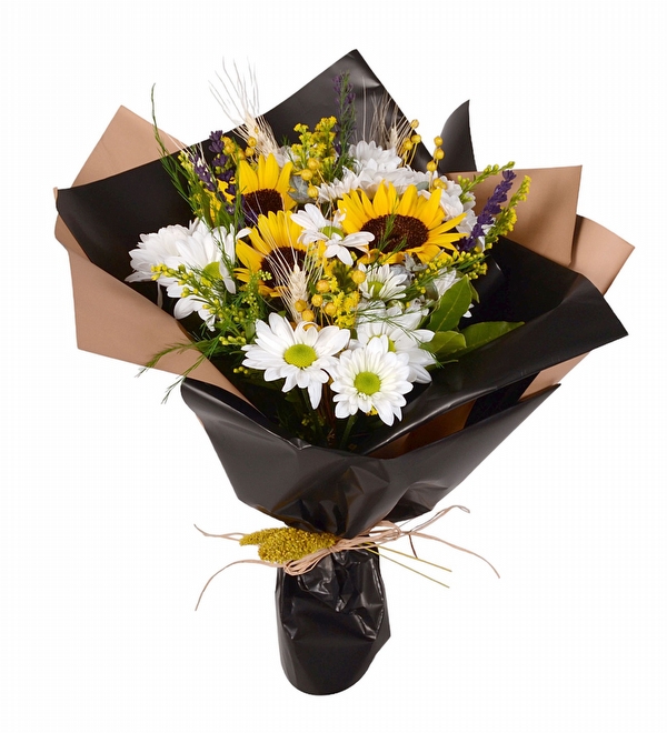 Beyaz Papatya Ay Çiçeği Buketi